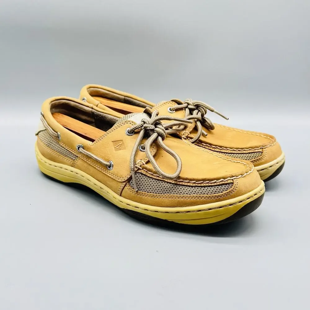 Sperry Shoes Mens 10 Brown Leather Top Sider Boat Mesh 2 Eye Deck Casual Classic - Picture 2 of 12